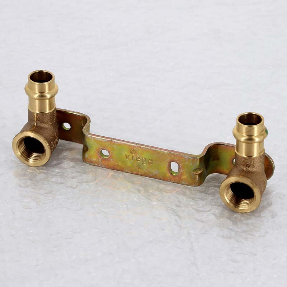 Водорозетка пресс двойная на рельефной планке Sanpress VIEGA 15х1/2″х150| 295462