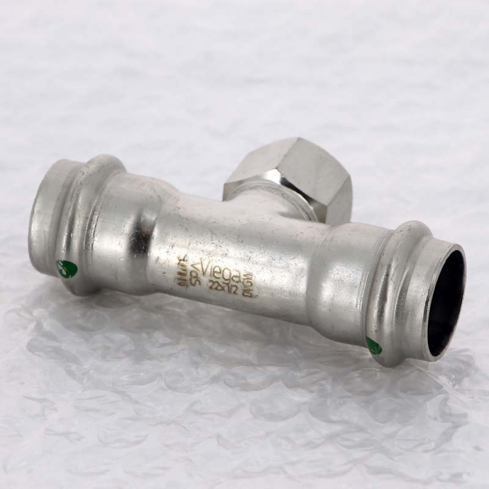 Тройник 22×1/2″ Viega 437176 нержавеющая сталь