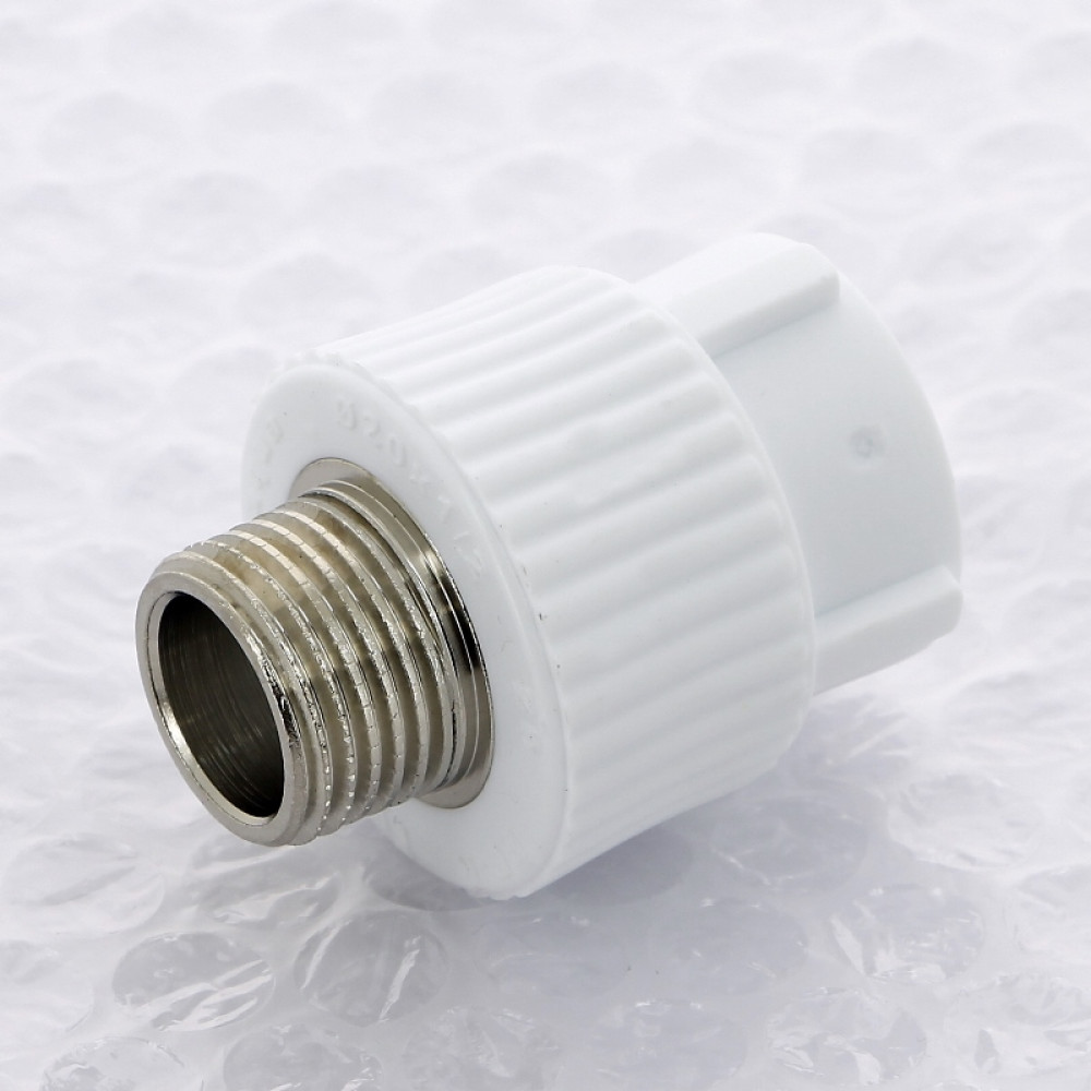 Муфта комбинированная с наружной резьбой PPR 20-1/2″ Н Pro Aqua PA230 | PA23008P полипропилен белый