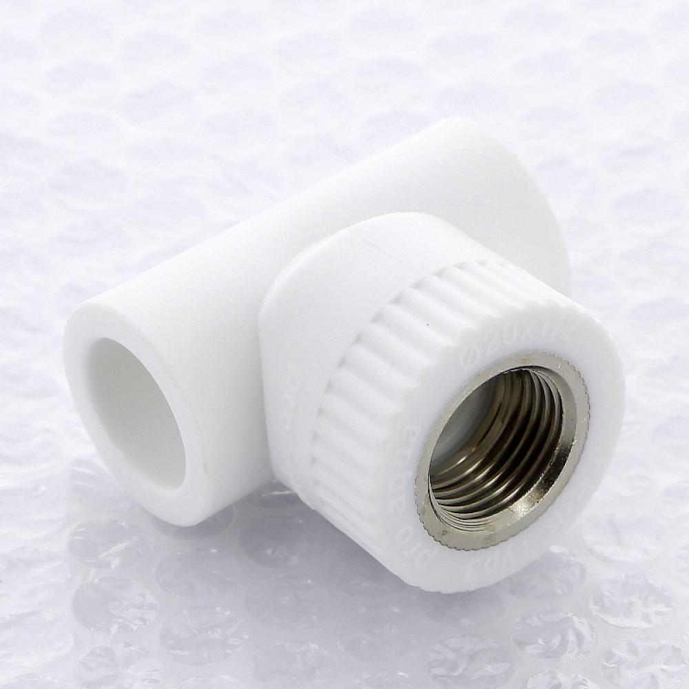 Тройник комбинированный с резьбой PPR 20-1/2-20 Pro Aqua PA240 | PA24008P полипропилен белый