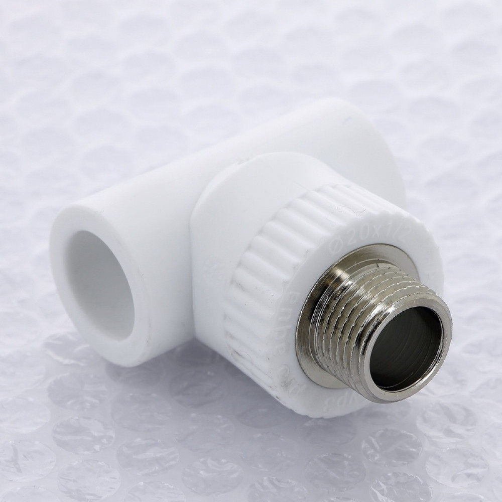 Тройник полипропиленовый с наружной резьбой PPR 20-1/2-20 Pro Aqua | PA25008P белый