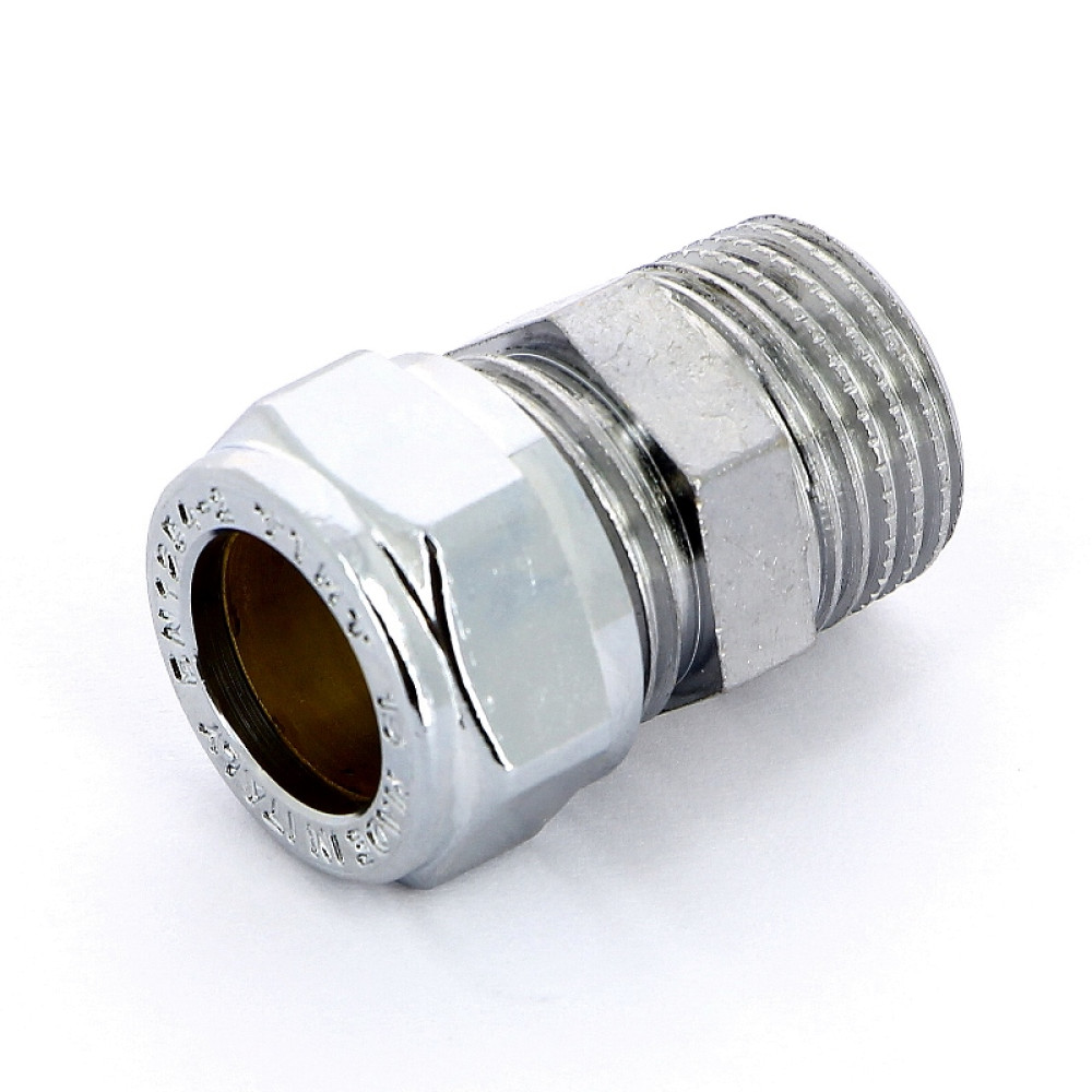 Соединение прямое 10х1/2″ Н Tiemme 1130024 обжим — резьба хромированная латунь