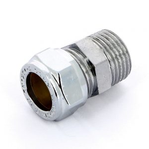 Соединение прямое 12×1/2″ Н Tiemme 1130043 обжим — резьба хромированная латунь