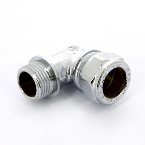 Соединение угловое 10×1/2″Н Tiemme 1130049 обжим — резьба хромированная латунь