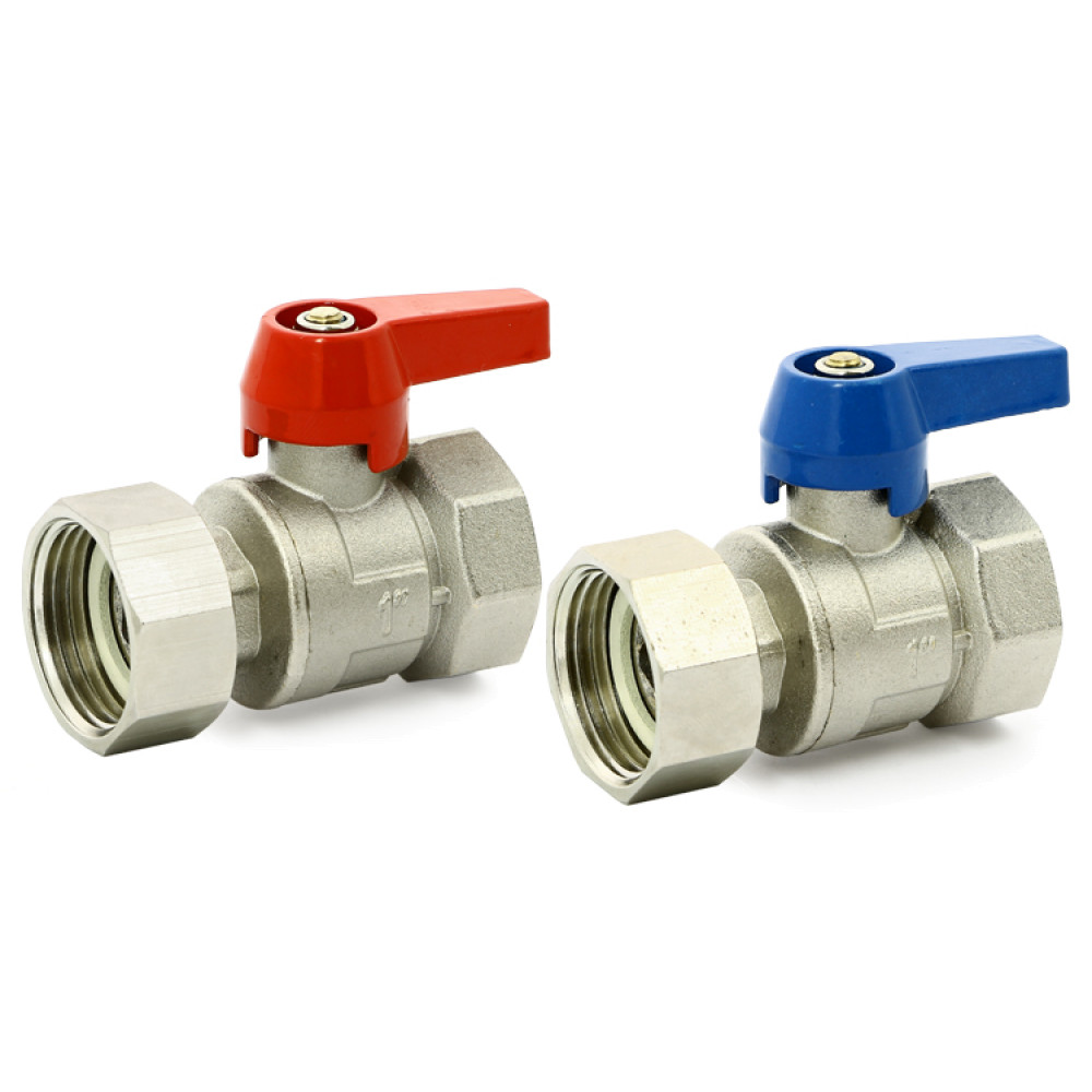 Комплект кранов шаровых Ду20 1х3/4″ BB с накидной гайкой и уплотнением (2 шт) UNI-FITT 117KIT34