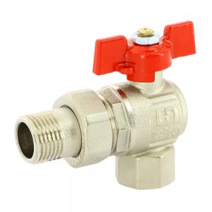 Кран шаровый угловой с американкой 3/4 HB полнопроходной, бабочка Uni-Fitt 133T3000