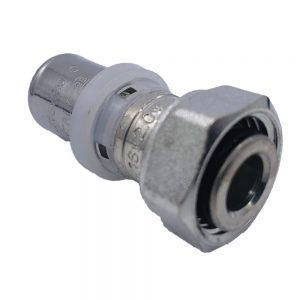 Соединение прямое Tiemme 16*1/2″(16) с накидной гайкой (пресс) никель | 1650160