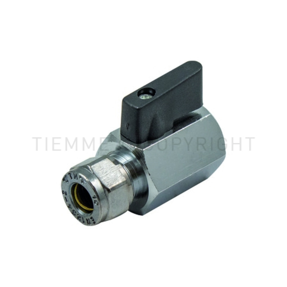 Кран мини обжимной для трубы 12х1/2′ флажок черный SMALL Tiemme 2900034