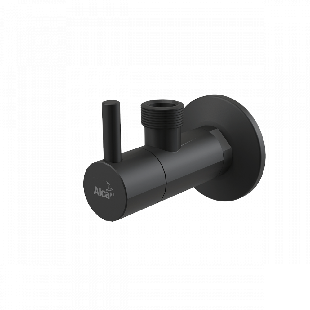Вентиль для смесителя угловой с фильтром, Alcaplast ARV003-BLACK круглый, черный
