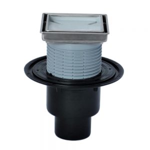 Трап HL310NPr-3020 с сухим затвором, вертикальный, с решеткой под укладку плитки