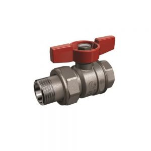 Шаровой кран латунный полнопроходной 1/2″ ручка-бабочка, со сгоном (американкой) Giacomini R859X323